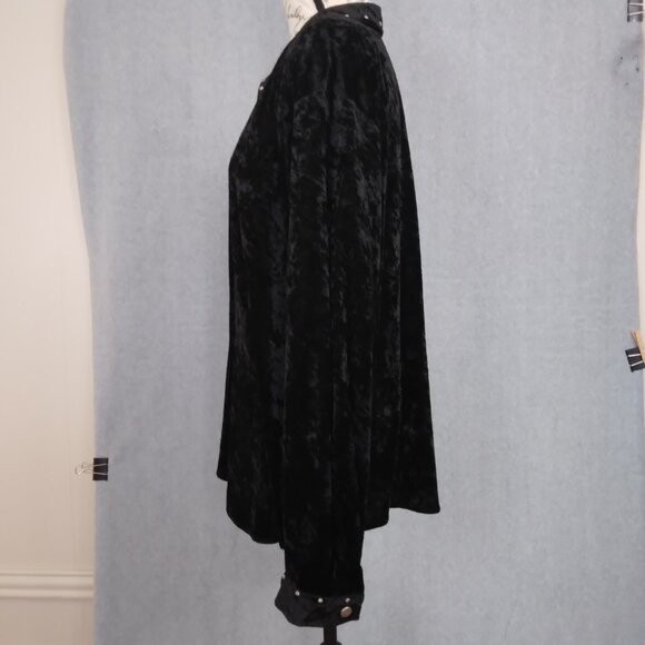 Stonebridge | Crushed Velvet Silver Button & Stud Shirt Black | Size 3X - Picture 5 of 10